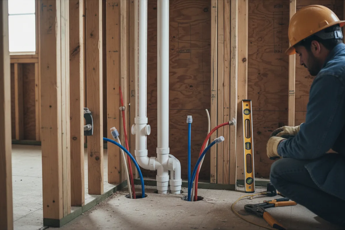 Drain and supply rough-in during Drain Cleaning in Eagle Rock